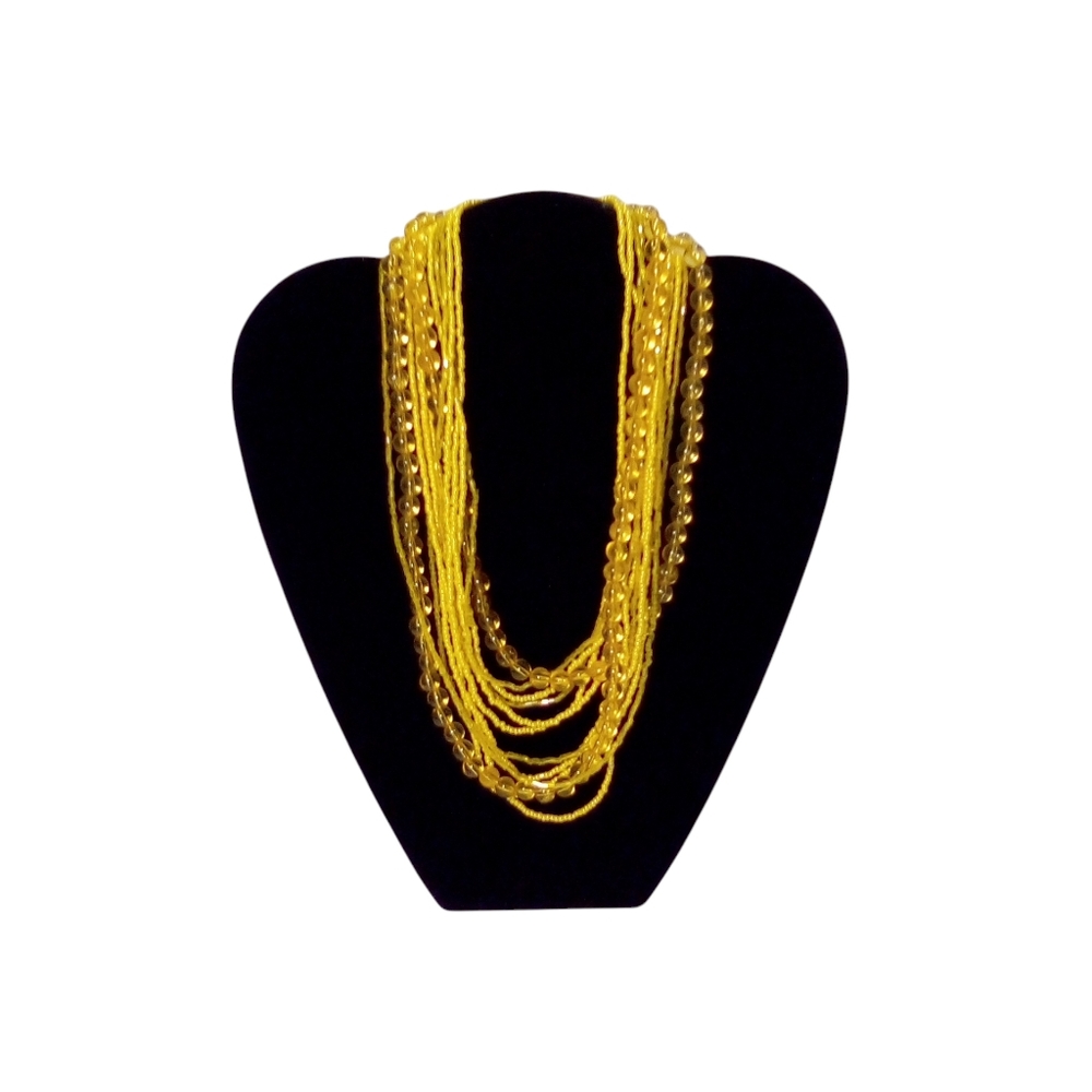 Fashion Necklace Yellow Beads Hippie Boho Peasant Casual Multi Strands